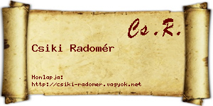 Csiki Radomér névjegykártya